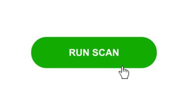 Beyaz Arkaplanda Yeşil RUN Tarayıcı Animasyonu Tıkla ve Yükleme Çubuğuna Dönüştür Sonra İşaret Tamamlama Çemberi