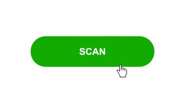 Beyaz Arkaplanda Yeşil Tarama Tuşu Canlandırması Tıkla ve Yükleme Çubuğuna Döndür Sonra İşaretle İşaretleme Tamamlama Çemberi