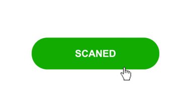 Beyaz Arkaplanda Yeşil Taramalı Tuş Canlandırması Tıkla ve Yükleme Çubuğuna Döndür Sonra Tik İşareti Tamamlama Çemberi