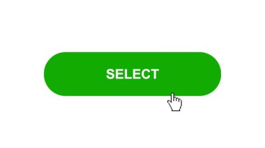Beyaz Arkaplanda Yeşil SELECT Düğme Canlandırması Tıkla ve Yükleme Çubuğuna Dönüştür