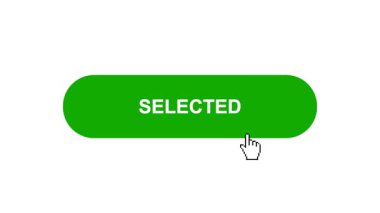 Beyaz Arkaplanda Yeşil SELECTED Tuş Canlandırması Tıkla ve Yükleme Çubuğuna Dönüştür Sonra Tik İşaretli Tamamlama Çemberi