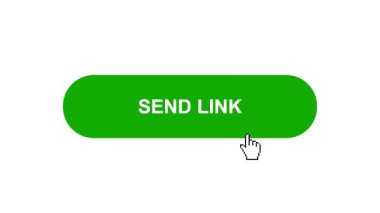 Beyaz Arkaplanda Yeşil Gönder LINK Düğme Canlandırması Tıkla ve Yükleme Çubuğuna Dönüştür Sonra Tik İşaretli Tamamlama Çemberi