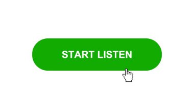 Beyaz Arkaplanda Yeşil Başlat Dinleme Tuşu Canlandırması Tıkla ve Yükleme Çubuğuna Dönüştür Sonra İşaret Tamamlama Çemberi