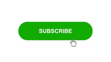 Beyaz Arkaplanda Yeşil SUBSCRIBE Tuş Canlandırması Tıkla ve Yükleme Çubuğuna Dönüştür Sonra Tik İşaretli Tamamlama Çemberi