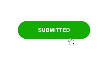 Beyaz Arkaplanda Yeşil SUBMITTED Tuş Canlandırması Tıkla ve Yükleme Çubuğuna Dönüştür Sonra Tik İşaretli Tamamlama Çemberi