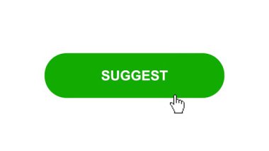 Beyaz Arkaplan Animasyonunda Yeşil SUGGEST Tuşu Tıklama ve Yükleme Çubuğuna Döner Sonra İşaretleme Tamamlama Çemberi