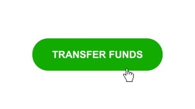 Beyaz Arkaplanda Yeşil TRANSFER FUNDS Tuşu Canlandırması Tıkla ve Yükleme Çubuğuna Dönüştür Sonra Tik İşareti Tamamlama Çemberi