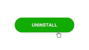 Beyaz Arkaplanda Yeşil UNINSTALL Düğme Canlandırması Tıkla ve Yükleme Çubuğuna Dönüştür Sonra İşaret Tamamlama Çemberi