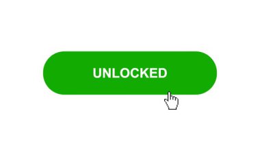 Beyaz Arkaplanda Yeşil Kilitlenmemiş Tuş Canlandırması Tıkla ve Yükleme Çubuğuna Dönüştür Sonra Tik İşareti Tamamlama Çemberi