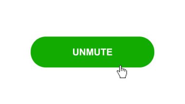 Beyaz Arkaplanda Yeşil UNMUTE Düğme Canlandırması Tıkla ve Yükleme Çubuğuna Dönüştür Sonra İşaret Tamamlama Çemberi