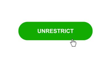 Beyaz Arkaplanda Yeşil UNRESTRICT Tuş Canlandırması Tıkla ve Yükleme Çubuğuna Dönüştü