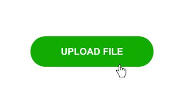Beyaz Arkaplanda Yeşil UPLOAD Dosya Canlandırması Tıkla ve Yükleme Çubuğuna Dönüştür Sonra İşaretle Tamamlama Çemberi