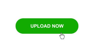 Beyaz Arkaplanda Yeşil UPLOAD Şimdi Tuş Canlandırması Tıkla ve Yükleme Çubuğuna Döndür Sonra İşaretle Tamamlama Çemberi