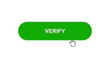 Beyaz Arkaplanda Yeşil VERIFY Tuş Canlandırması Tıkla ve Yükleme Çubuğuna Dönüştür Sonra İşaret Tamamlama Çemberi