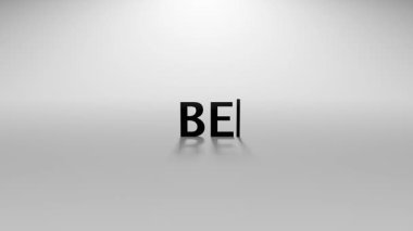 3B Hazırlanmış Metin Animasyonu Yazma Efekti ve İmleç İmleci ile Beyaz Arkaplan Üzerinde En Küçük Hareketi