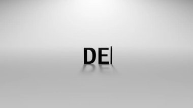 Yazma Efekti ve İmleç İmleci ile Beyaz Arkaplanda En Küçük Hareketi Olan 3B Şifreleme Metni Animasyonu