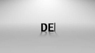 3B Hazırlanmış Metin Canlandırması Yazma Efekti ve İmleç İmleci ile Beyaz Arkaplanda En Küçük Hareketi Açılıyor