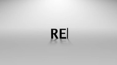 Beyaz Arkaplanda Yazı Efekti ve Kırpma İmleci Asgari Hareketi ile 3D Yapılandırılmış Metin Canlandırması