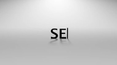 3D Hazırlanmış Arama Metin Animasyonu Yazma Efekti ve İmleç İmleci ile Beyaz Arkaplanda En Küçük Hareketi