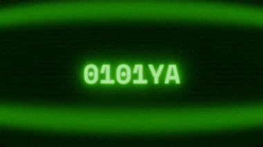 Old green CRT screen showing text 10101 appearing in random glitch and coding style