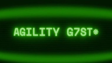 Old green CRT screen showing text AGILITY DRILL appearing in random glitch and coding style