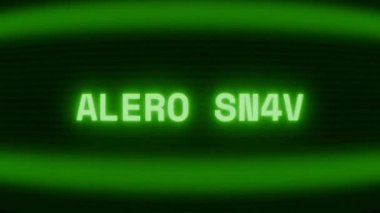 Old green CRT screen showing text ALERT NOW! appearing in random glitch and coding style