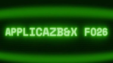Old green CRT screen showing text APPLICATION OPEN appearing in random glitch and coding style