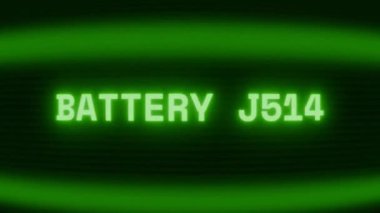 Old green CRT screen showing text BATTERY LOW! appearing in random glitch and coding style