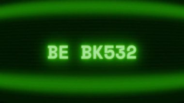 Old green CRT screen showing text BE BRAVE appearing in random glitch and coding style