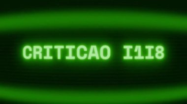 Old green CRT screen showing text CRITICAL MASS appearing in random glitch and coding style