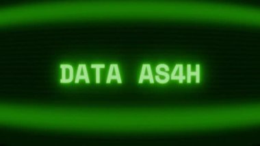 Old green CRT screen showing text DATA LOST appearing in random glitch and coding style