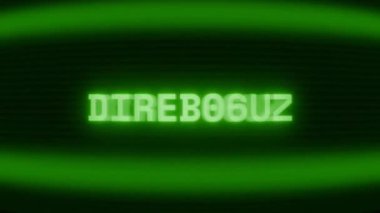 Old green CRT screen showing text DIRECTIVE appearing in random glitch and coding style