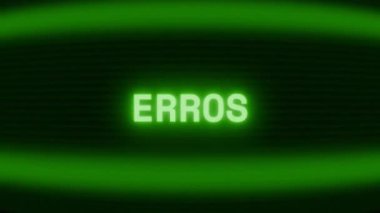 Old green CRT screen showing text ERROR appearing in random glitch and coding style