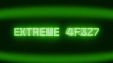 Old green CRT screen showing text EXTREME COLD! appearing in random glitch and coding style