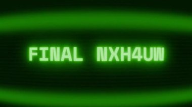 Old green CRT screen showing text FINAL NOTICE appearing in random glitch and coding style