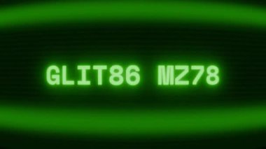 Old green CRT screen showing text GLITCH MODE appearing in random glitch and coding style