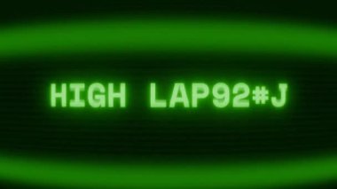 Old green CRT screen showing text HIGH LATENCY appearing in random glitch and coding style
