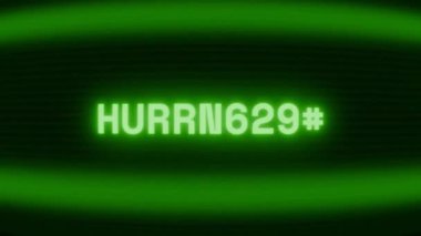 Old green CRT screen showing text HURRICANE appearing in random glitch and coding style