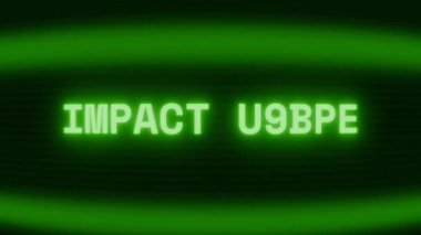 Old green CRT screen showing text IMPACT ZONE! appearing in random glitch and coding style