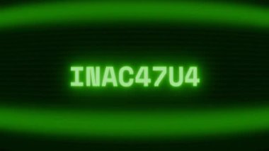 Old green CRT screen showing text INACTIVE appearing in random glitch and coding style