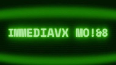 Old green CRT screen showing text IMMEDIATE EVAC! appearing in random glitch and coding style