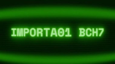 Old green CRT screen showing text IMPORTANT INFO appearing in random glitch and coding style