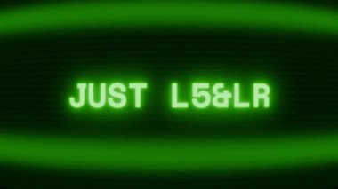 Old green CRT screen showing text JUST START appearing in random glitch and coding style