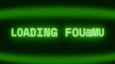 Old green CRT screen showing text LOADING STREAM appearing in random glitch and coding style