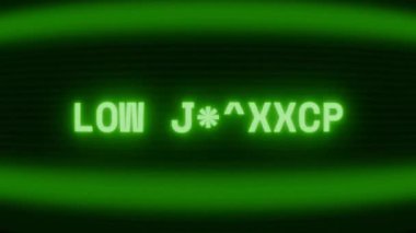 Old green CRT screen showing text LOW LATENCY appearing in random glitch and coding style
