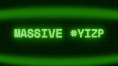 Old green CRT screen showing text MASSIVE FIRE! appearing in random glitch and coding style