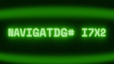 Old green CRT screen showing text NAVIGATION FAIL appearing in random glitch and coding style