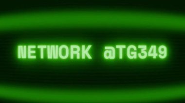 Old green CRT screen showing text NETWORK ACTIVE appearing in random glitch and coding style