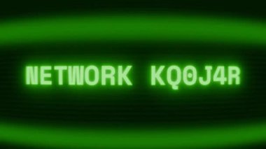 Old green CRT screen showing text NETWORK SECURE appearing in random glitch and coding style