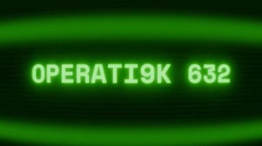 Old green CRT screen showing text OPERATION OFF appearing in random glitch and coding style